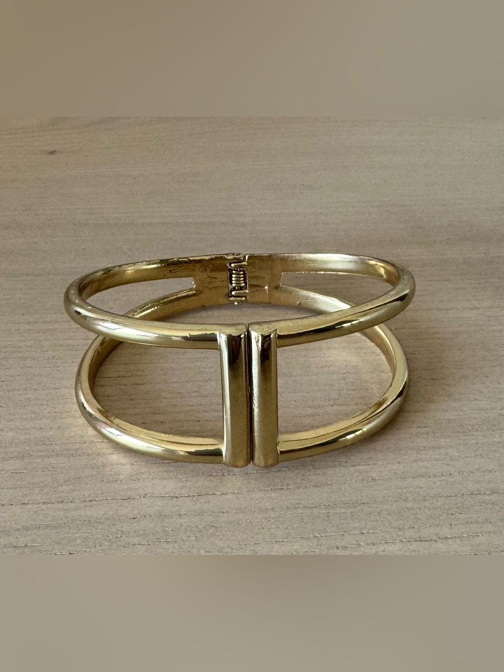 New York and Company Gold-Tone Open Double-Band Cuff Bracelet